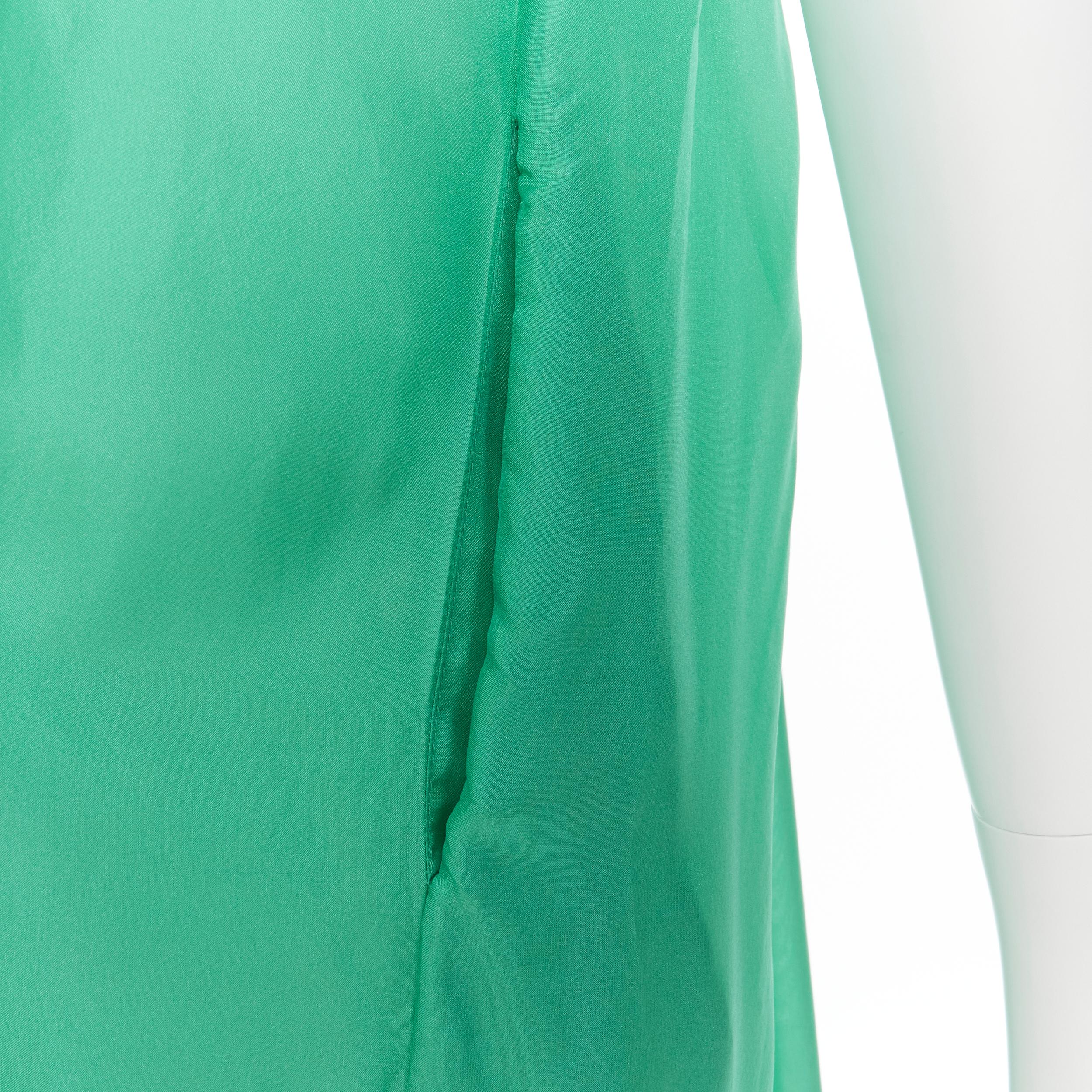 KALITA Brigitte Kelly Green silk habotai open dipped back tier pleated dress XXS 3