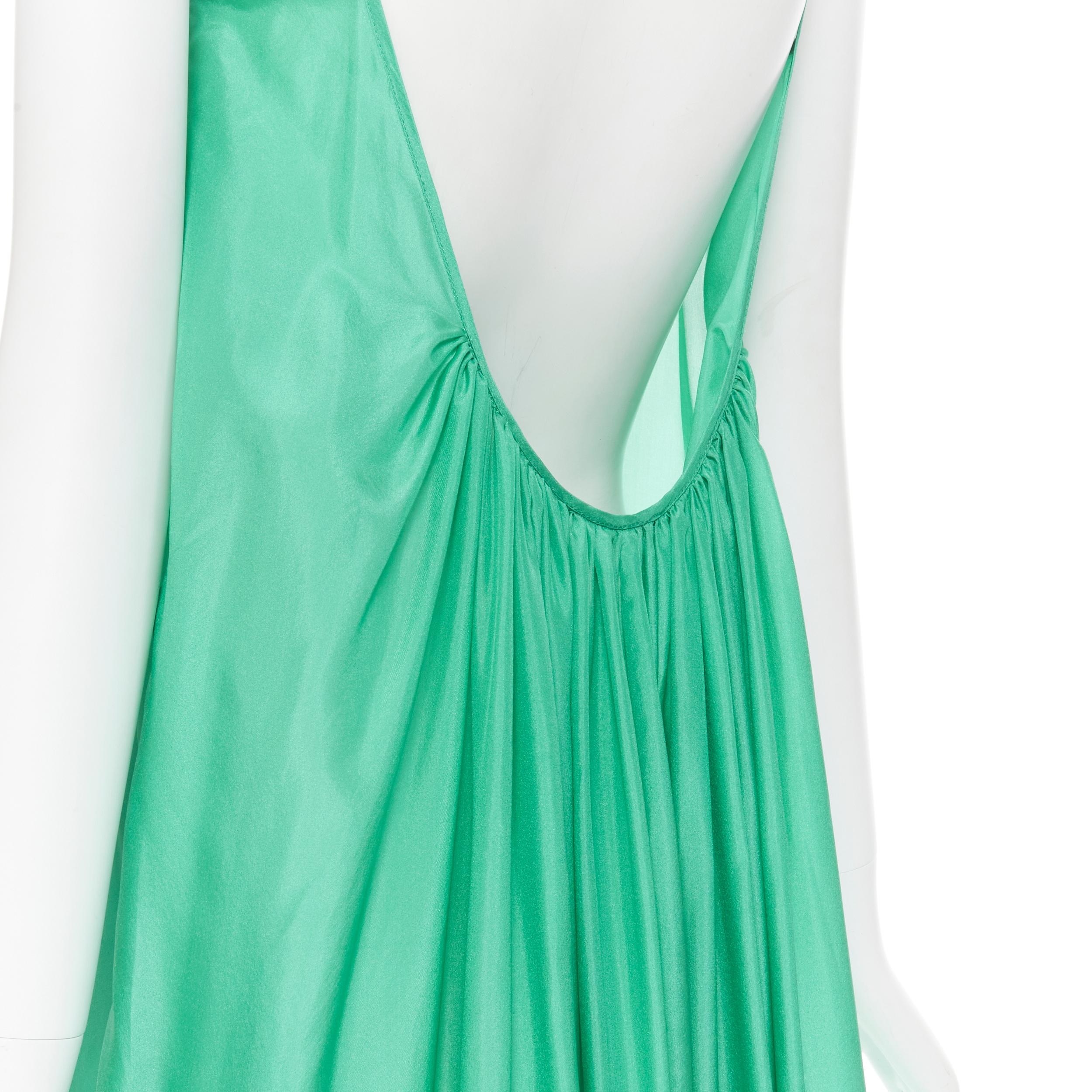 Women's KALITA Brigitte Kelly Green silk habotai open dipped back tier pleated dress XXS