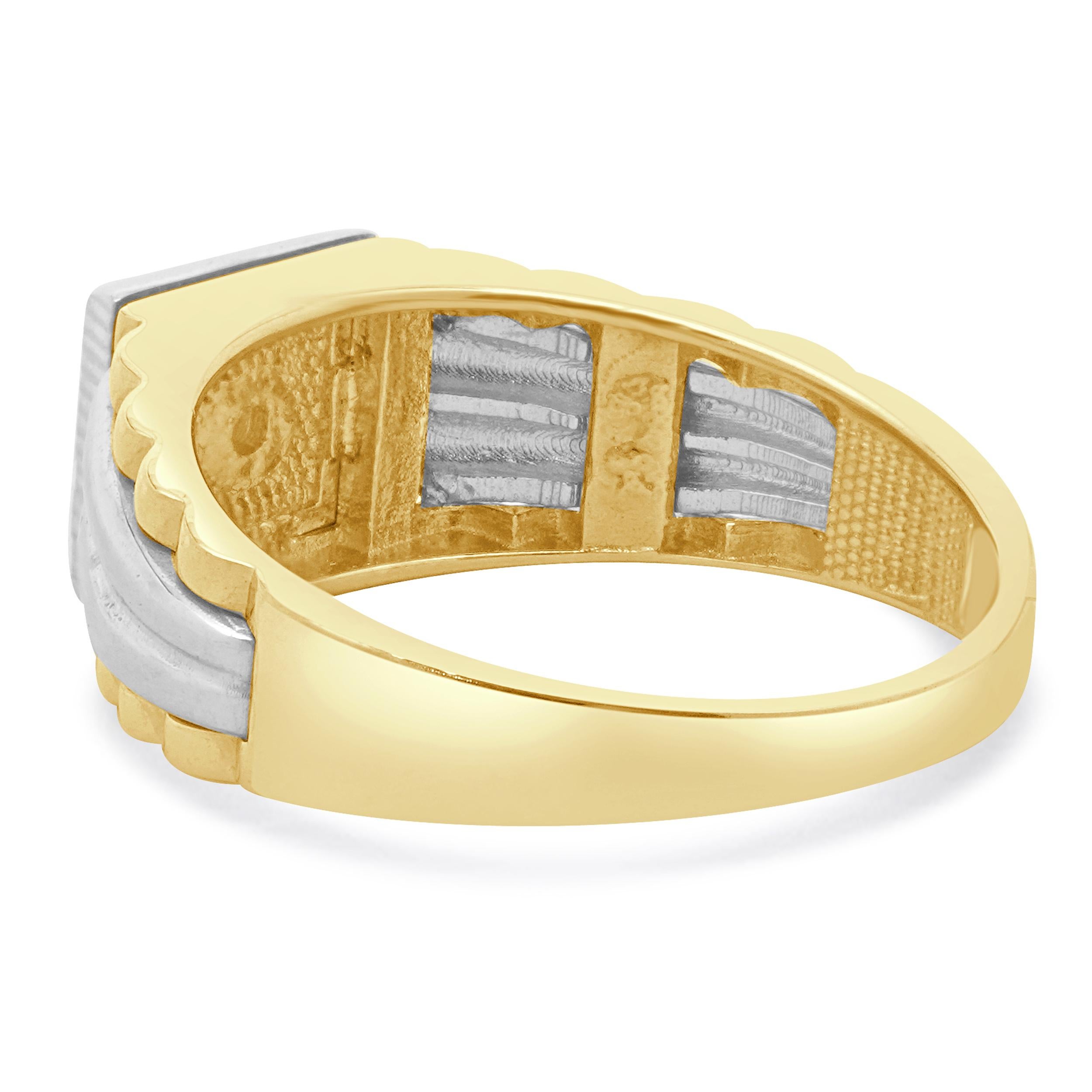 Kallati 14 Karat zweifarbiger Diamant und schwarzer Emaille Ring (Rundschliff) im Angebot