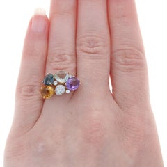 Anello a grappolo di diamanti con ametista e citrino Kallati in oro giallo 18k 3,15ctw