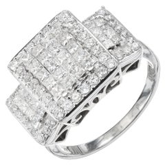 Kallati Design 2.52 Carat Princess Round Cut Diamond Gold Cocktail Ring