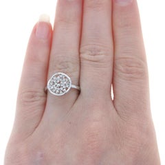 Kallati Diamond Cluster Cocktail Ring - White Gold 9k Wavy Circle
