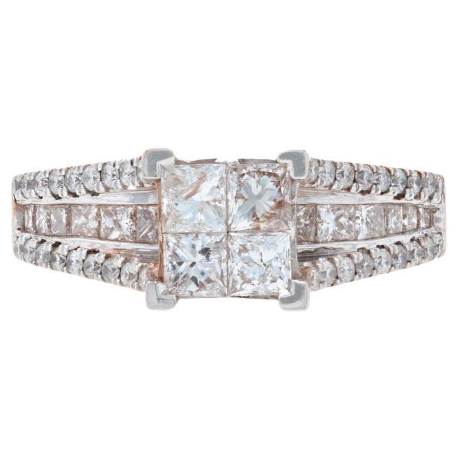 Bague de fiançailles Kallati Diamond Cluster - Or rose 9k Princesse et rond 1.50ctw en vente