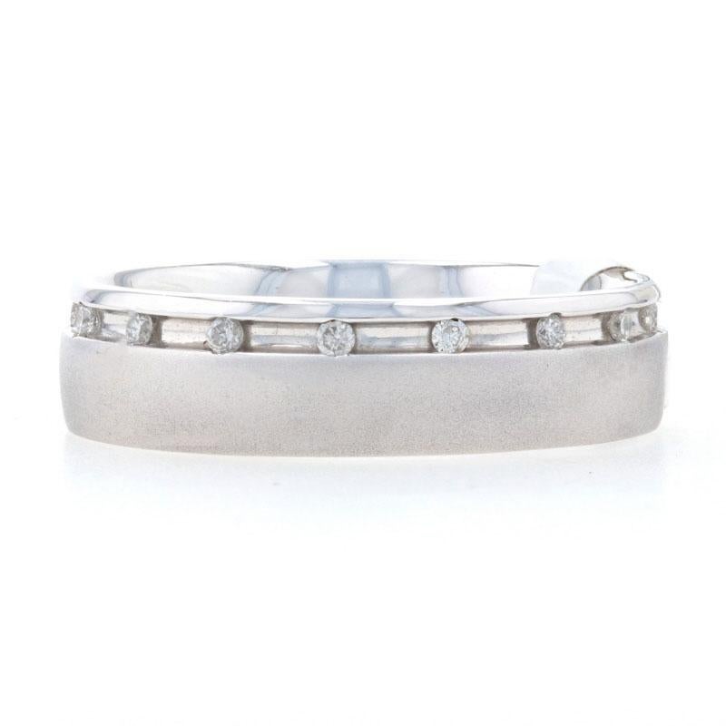 Round Cut Kallati Diamond Men's Wedding Band White Gold 9k .20ctw Comfort Fit Ring 9 3/4 For Sale