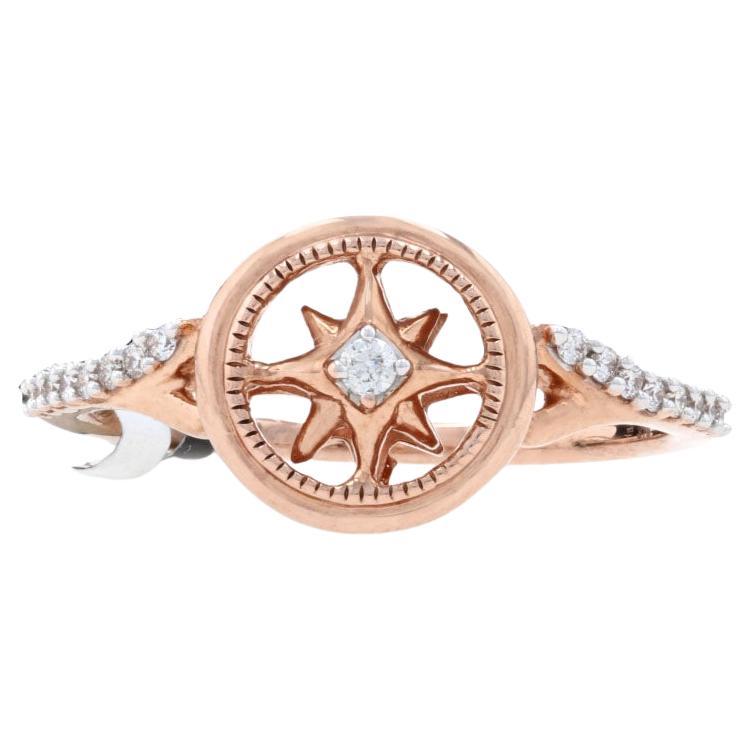 Kallati Diamond Nautical North Star Ring - Rose Gold 9k .10ctw Celestial Circle For Sale