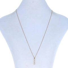 Kallati Diamond Three-Stone Journey Necklace 17 3/4" - Yellow Gold 9k Rnd .50ctw