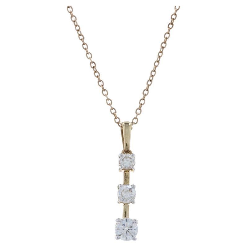 Kallati Diamond Three-Stone Journey Necklace 17 3/4" - Yellow Gold 9k Rnd .50ctw For Sale