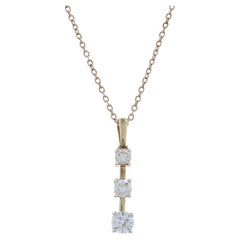 Kallati Diamond Three-Stone Journey Necklace 17 3/4" - Yellow Gold 9k Rnd .50ctw