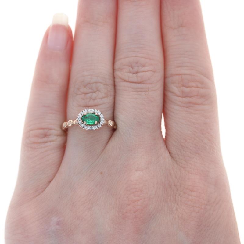 Retail Price: $900

Size: 6 3/4
Sizing Fee: Down 1 for $35 or up 2 for $40

Brand: Kallati

Metal Content: 9k Rose Gold & 9k White Gold

Stone Information
Genuine Emerald
Treatment: Oiling
Carat(s): .45ct
Cut: Oval
Color: Green

Natural