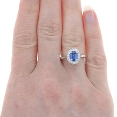 Kallati Kyanite & Diamond Halo Ring - White Gold 18k 1.30ctw Engagement