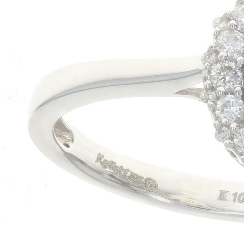 Kallati Kyanite & Diamond Halo Ring - White Gold 18k 1.30ctw Engagement For Sale 1
