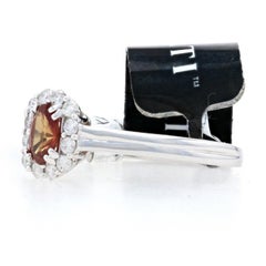 Kallati Kyanite & Diamond Halo Ring - White Gold 9k .76ctw Cathedral Engagement