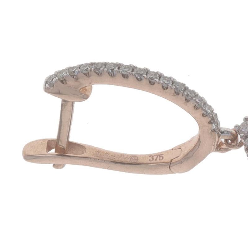 Kallati Morganite Diamond Huggie Hoop Halo Dangle Earrings -Rose Gold 9k 3.10ctw For Sale 1