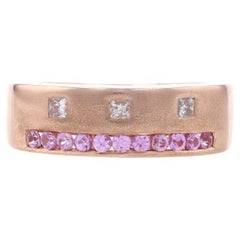 Kallati Pink Sapphire & Diamond Band - Rose Gold 9k Round .64ctw Ring Size 10