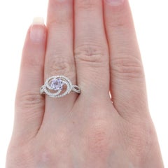 Kallati Pink Sapphire & Diamond Floral Cluster Halo Ring White Gold 9k .56ctw