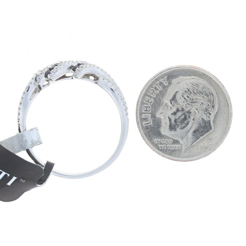 Donna Anello Kallati con zaffiro e diamante a strisce - Anello in oro bianco 9 carati da 0,49 ct. in vendita