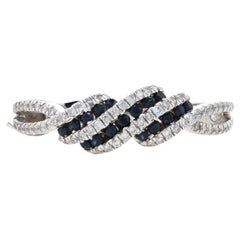 Kallati Sapphire & Diamond Stripe Twist Band - White Gold 9k Round .49ctw Ring