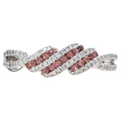 Kallati Spinel & Diamond Stripe Swirl Band - White Gold 9k Round .49ctw Ring