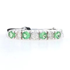 Kallati Tsavorite Garnet & Diamond Band - White Gold 9k Rnd .63ctw Wedding Ring