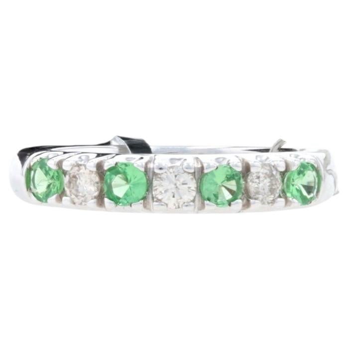 Kallati Tsavorite Garnet & Diamond Band - White Gold 9k Rnd .63ctw Wedding Ring