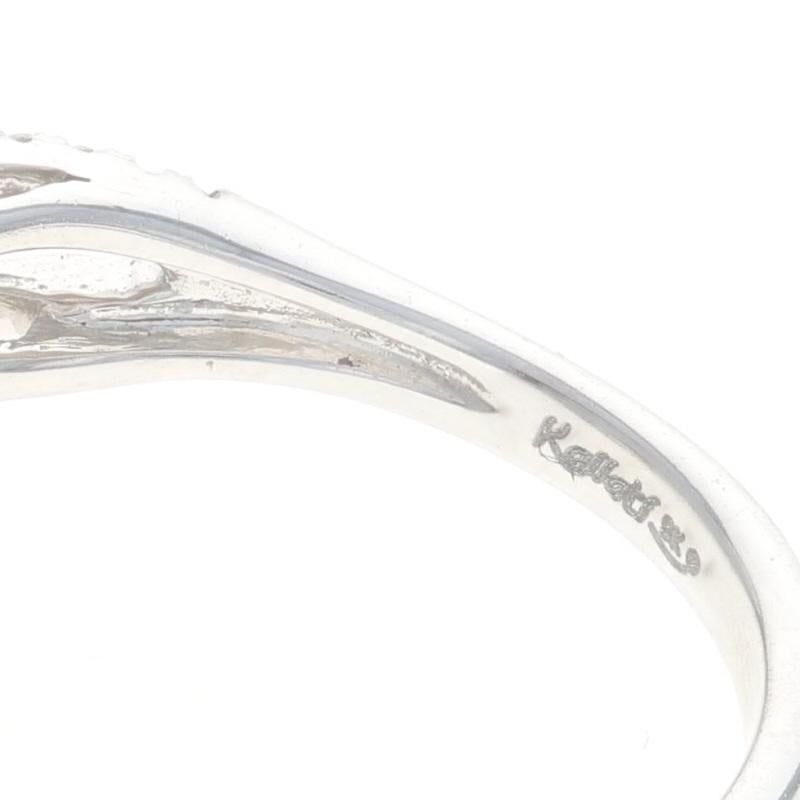 Kallati Tsavorite Garnet & Diamond Halo Ring - White Gold 9k .56ctw Floral Swirl For Sale 1