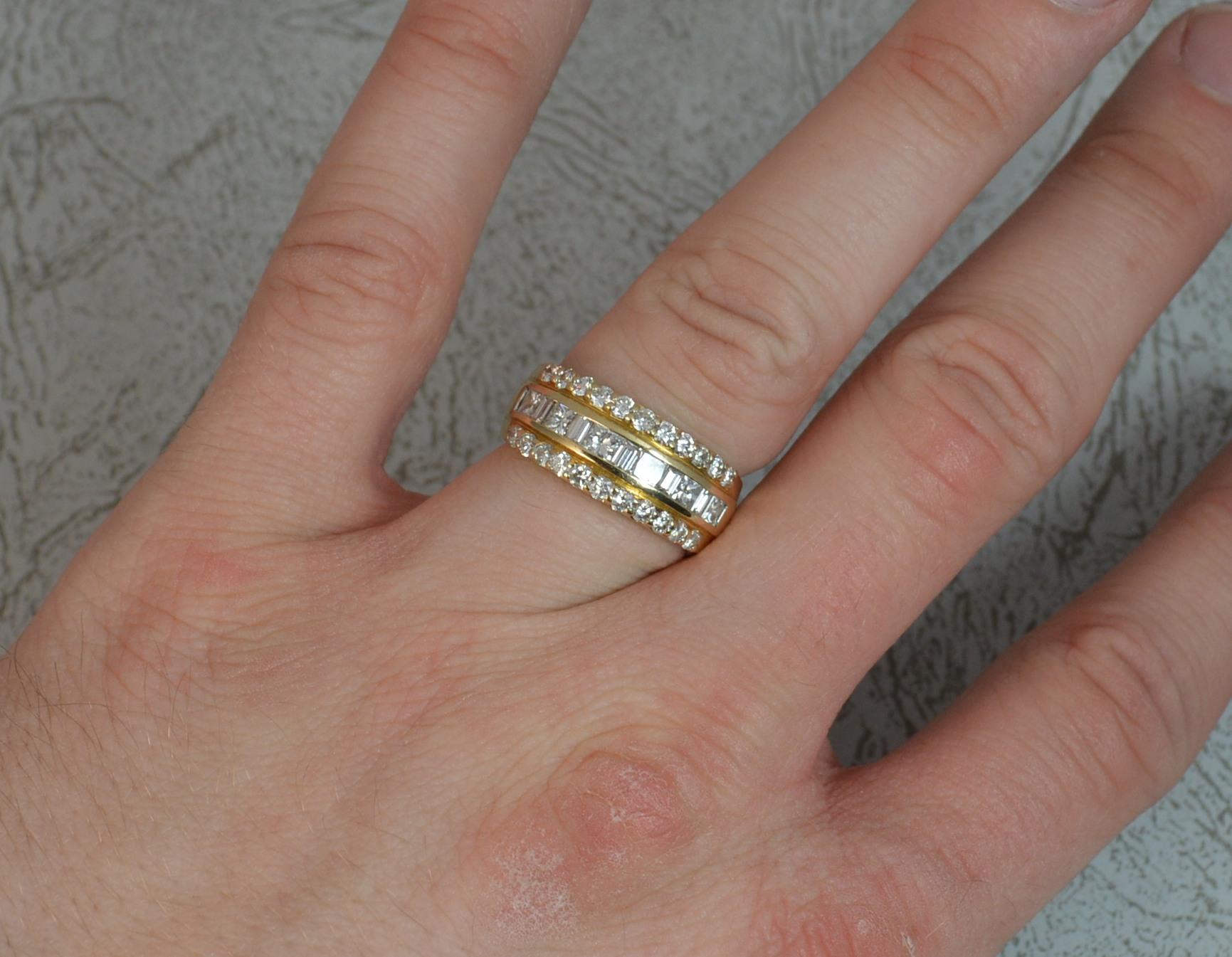 Art Deco Kallati Vs 1.5 Carat Diamond 14 Carat Gold Half Eternity Stack Band Ring