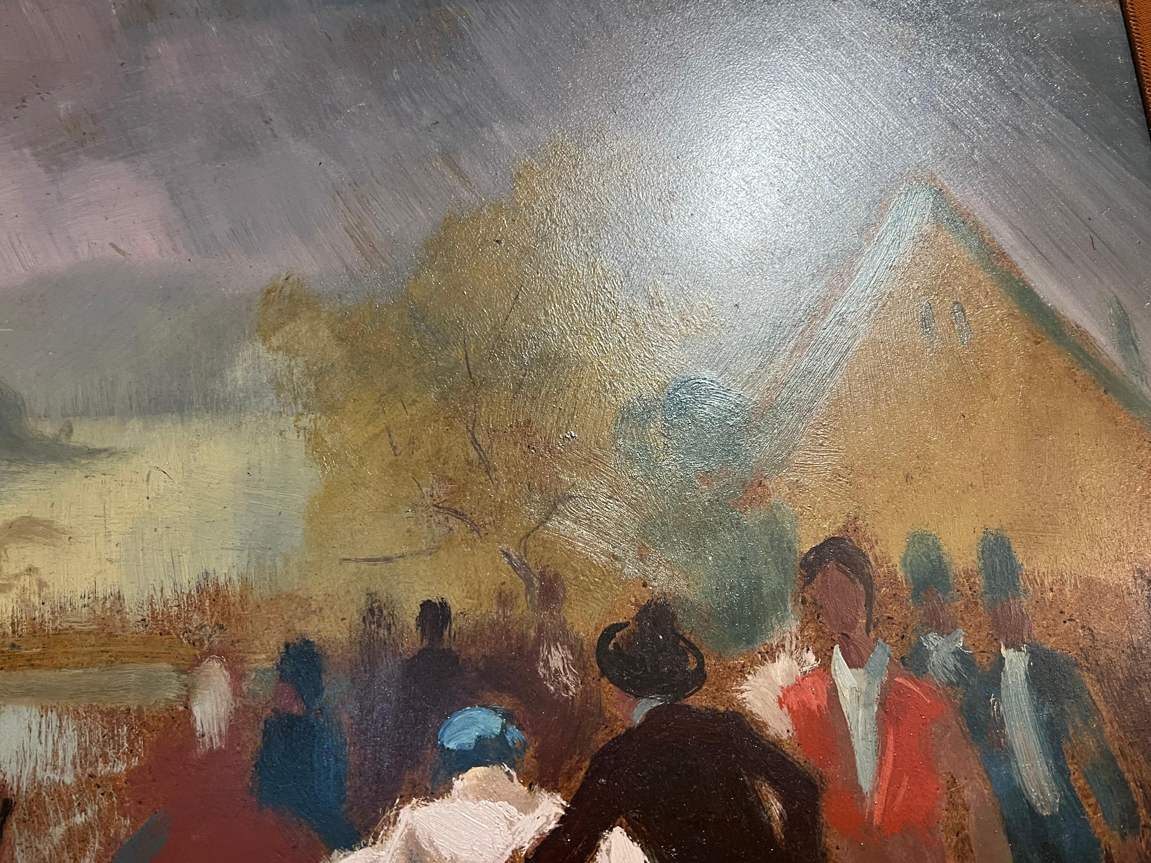 Contadini che ballano - Figurative Painting Marrone di Kalman Istokovits