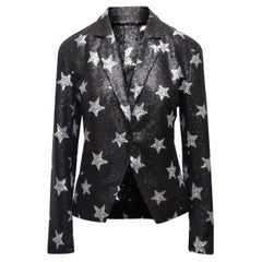 Blazer Kalmanovich nero e argento con paillettes e motivo a stella