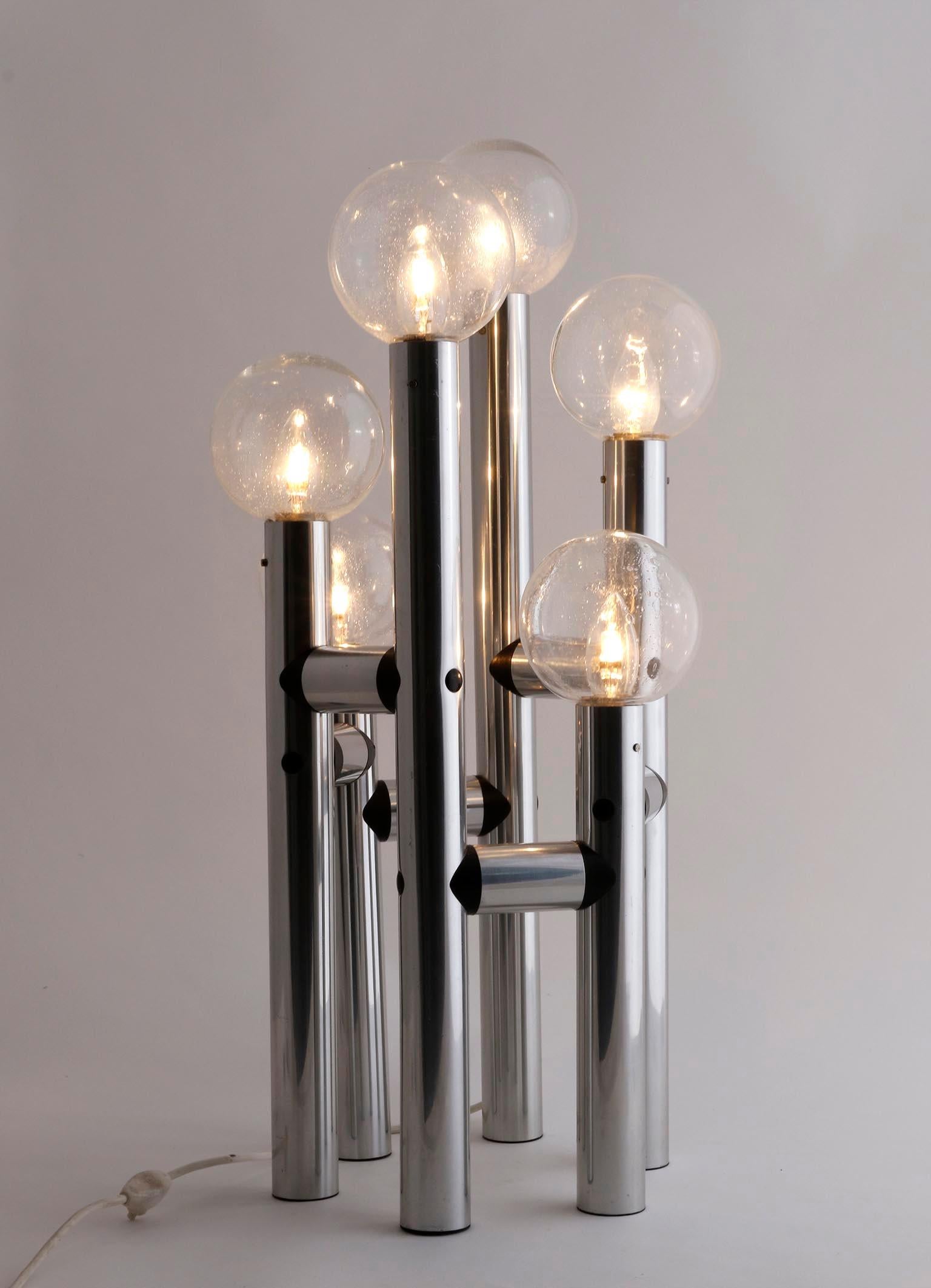 Space Age Kalmar Atomic Floor or Table Lamp 'RS 6 TL', Aluminum Glass, 1970, One of Two For Sale