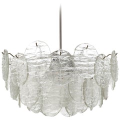 Kalmar Blatt Chandelier, Textured Glass Nickel, 1970s, 1 of 3