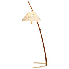 Kalmar Brass and Teak 'Dornstab' Floor Lamp, Austria