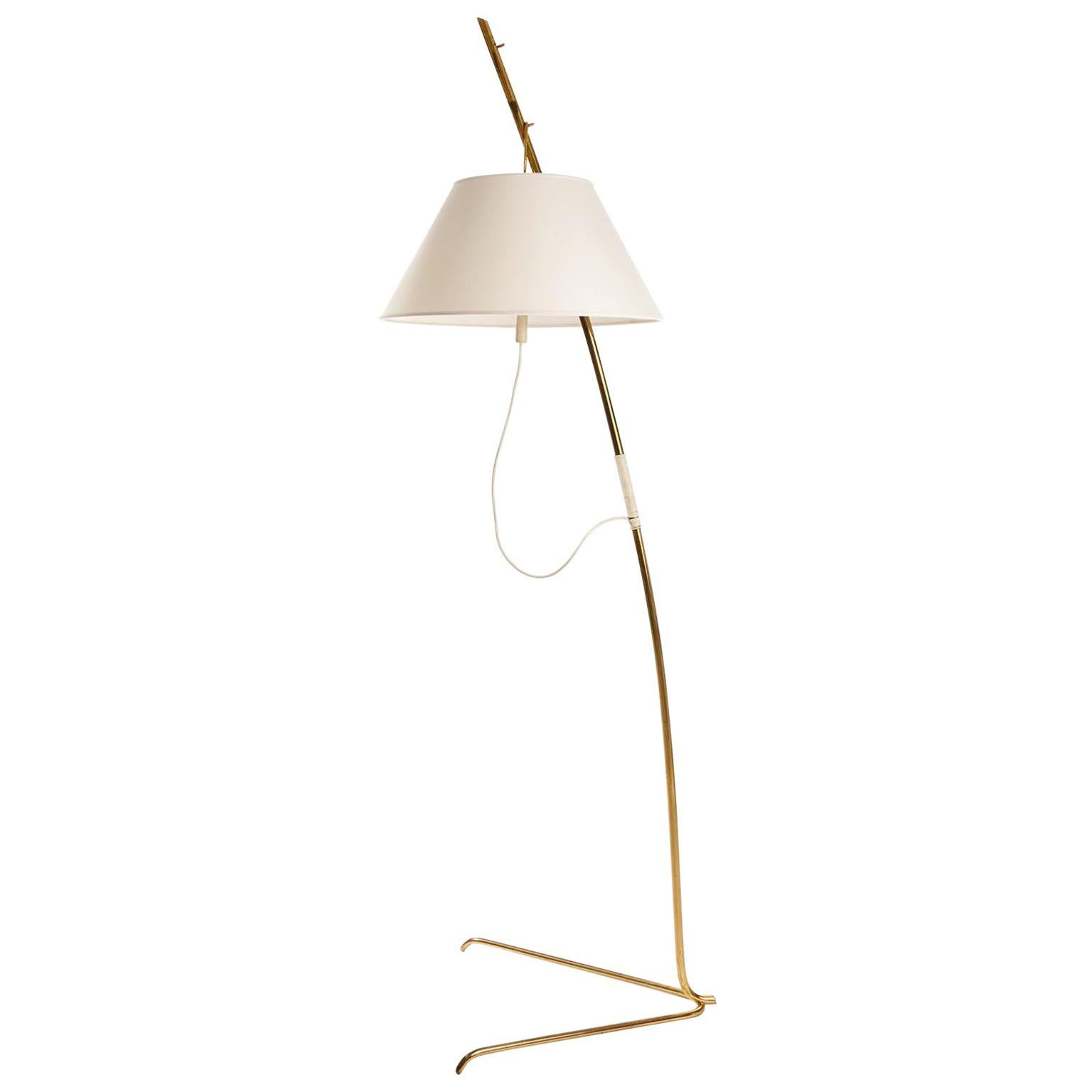 Kalmar Brass Floor Lamp 'Cavador' No. 2098, Height Adjustable, 1960, 1 of 2 For Sale