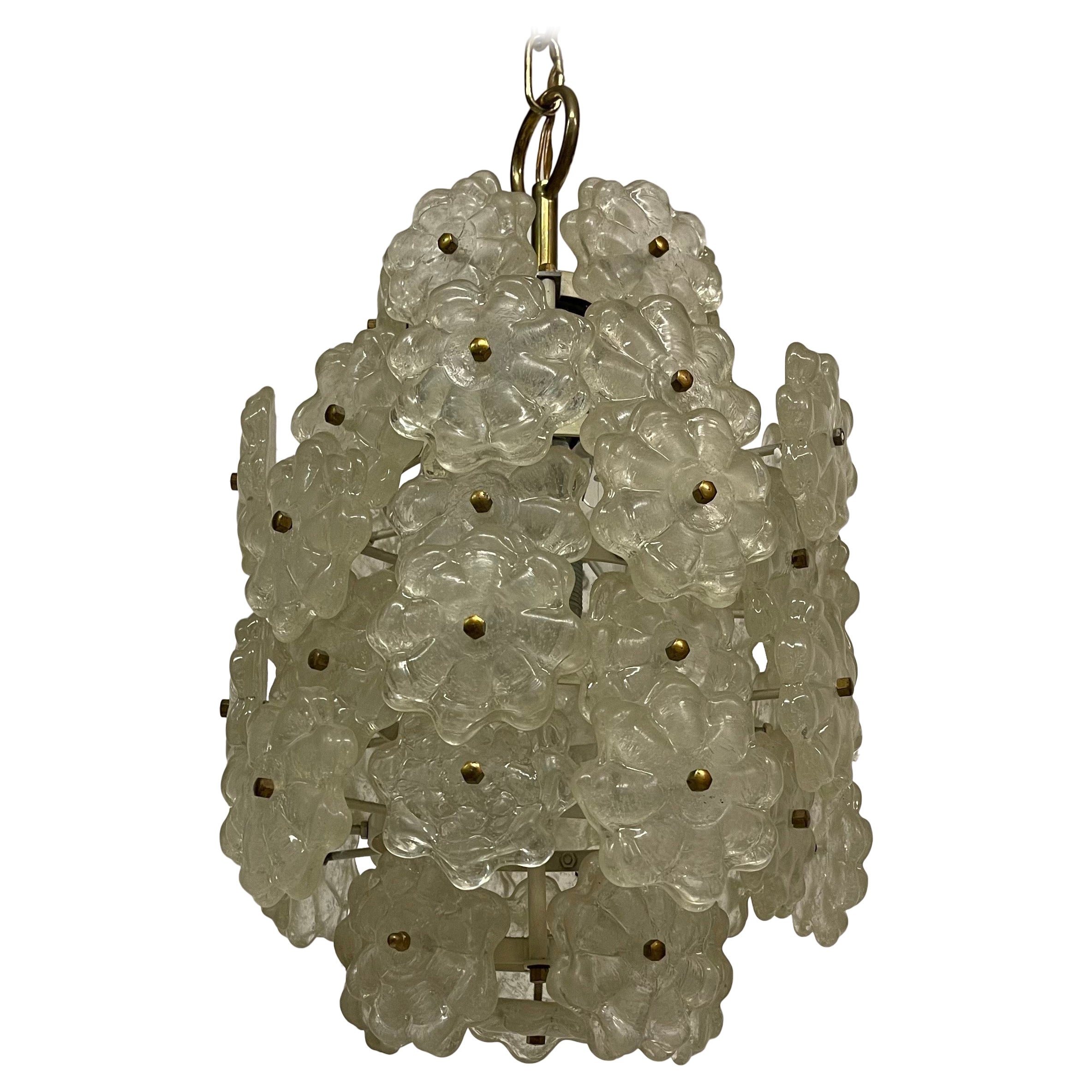 Kalmar Brass Lucite Chandelier 1970s For Sale