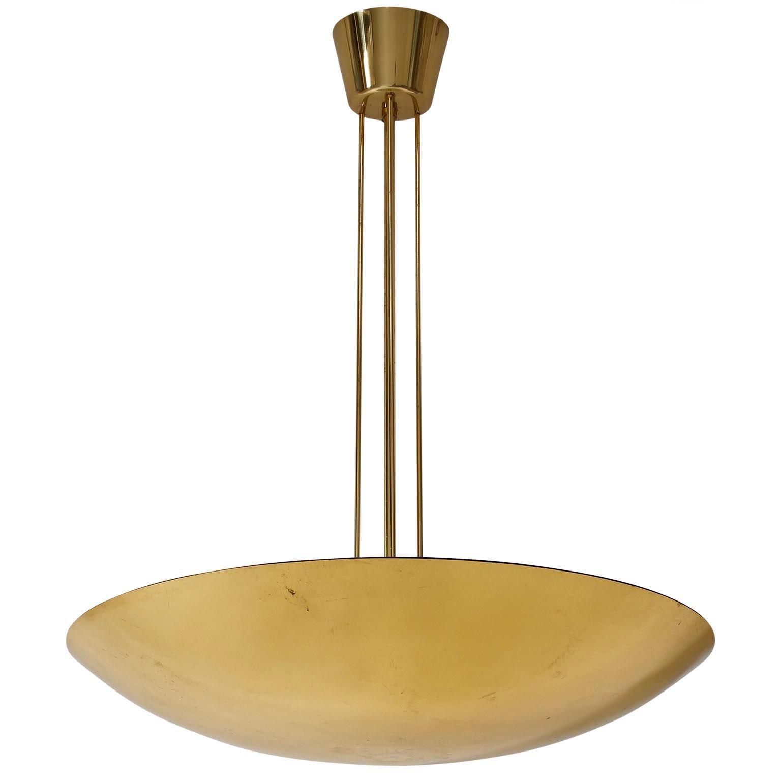 Kalmar Brass Uplight Bowl Chandelier, 1970