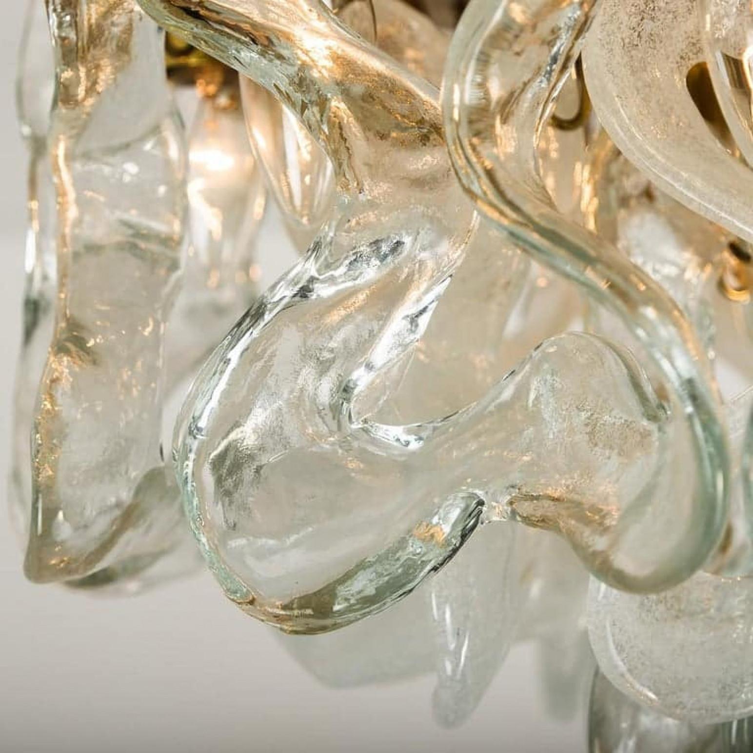 Mid-Century Modern Kalmar Catena Murano Glass Chrome Chandelier, 1970s For Sale