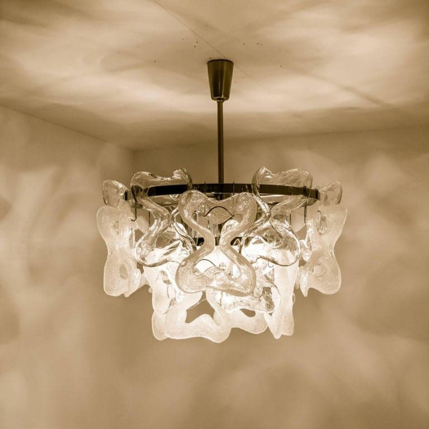Kalmar Catena Murano Glass Chrome Chandelier, 1970s For Sale 1
