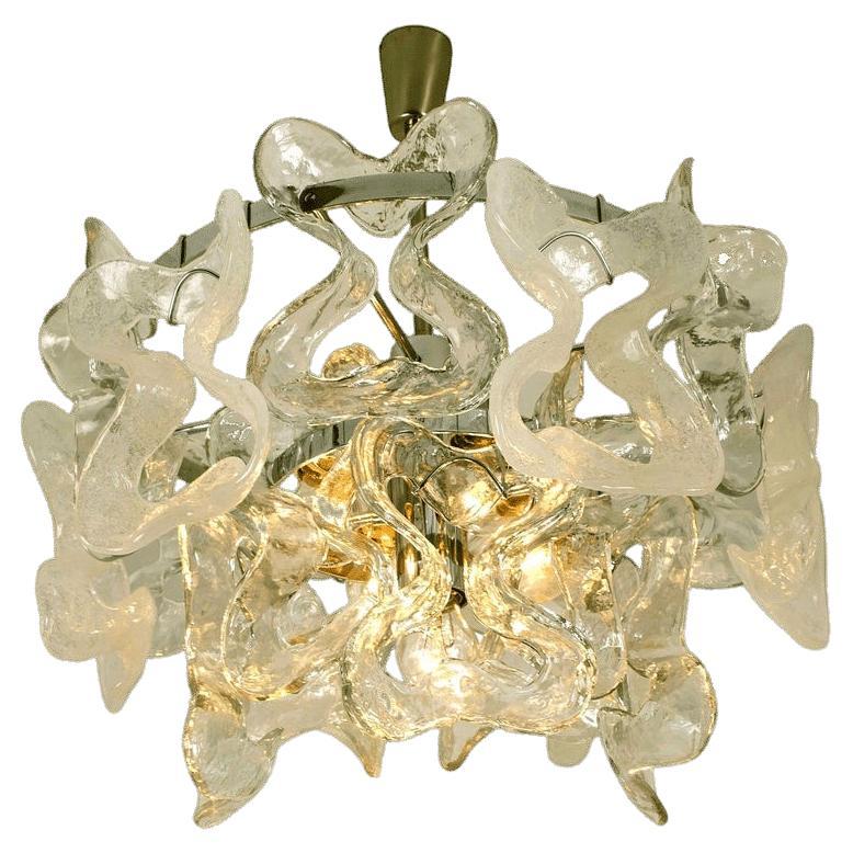 Kalmar Catena Murano Glass Chrome Chandelier, 1970s For Sale
