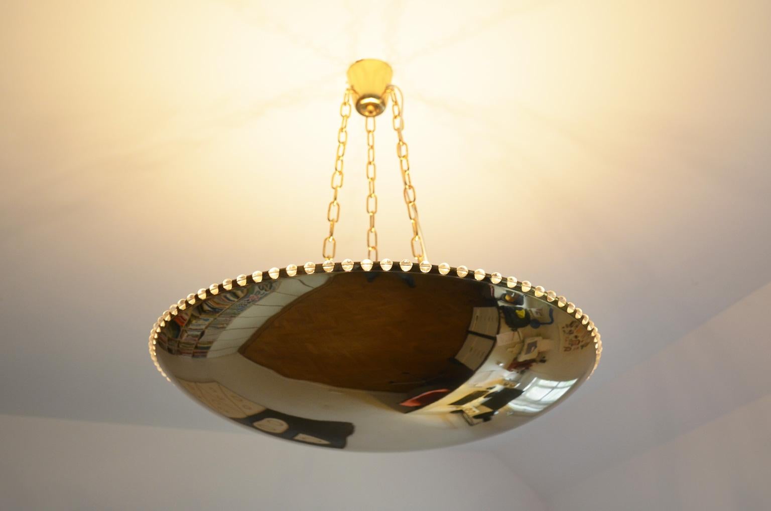 Plated Kalmar Brass Ceiling Pendant with Glass Pearls