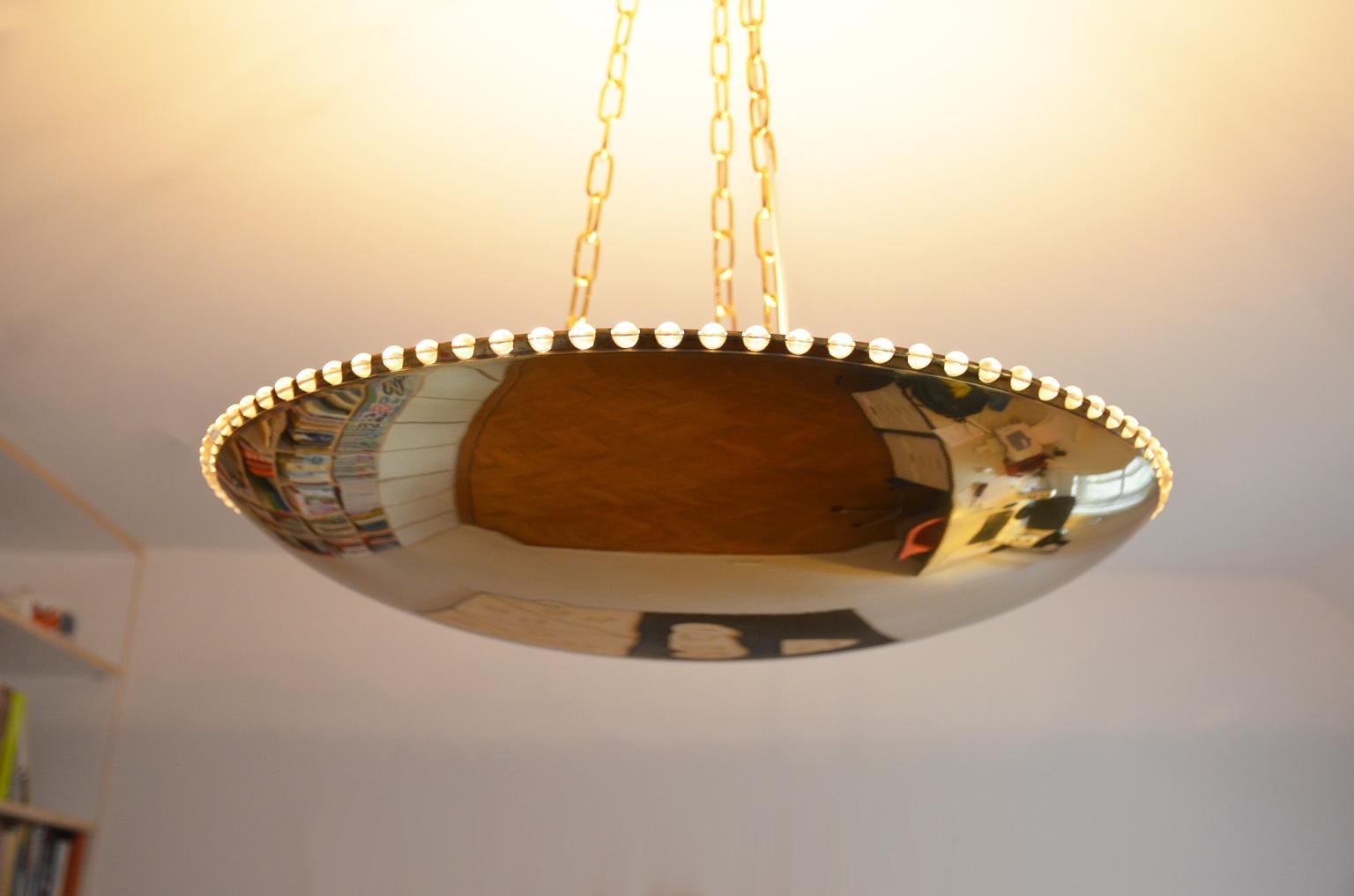 Mid-20th Century Kalmar Brass Ceiling Pendant with Glass Pearls