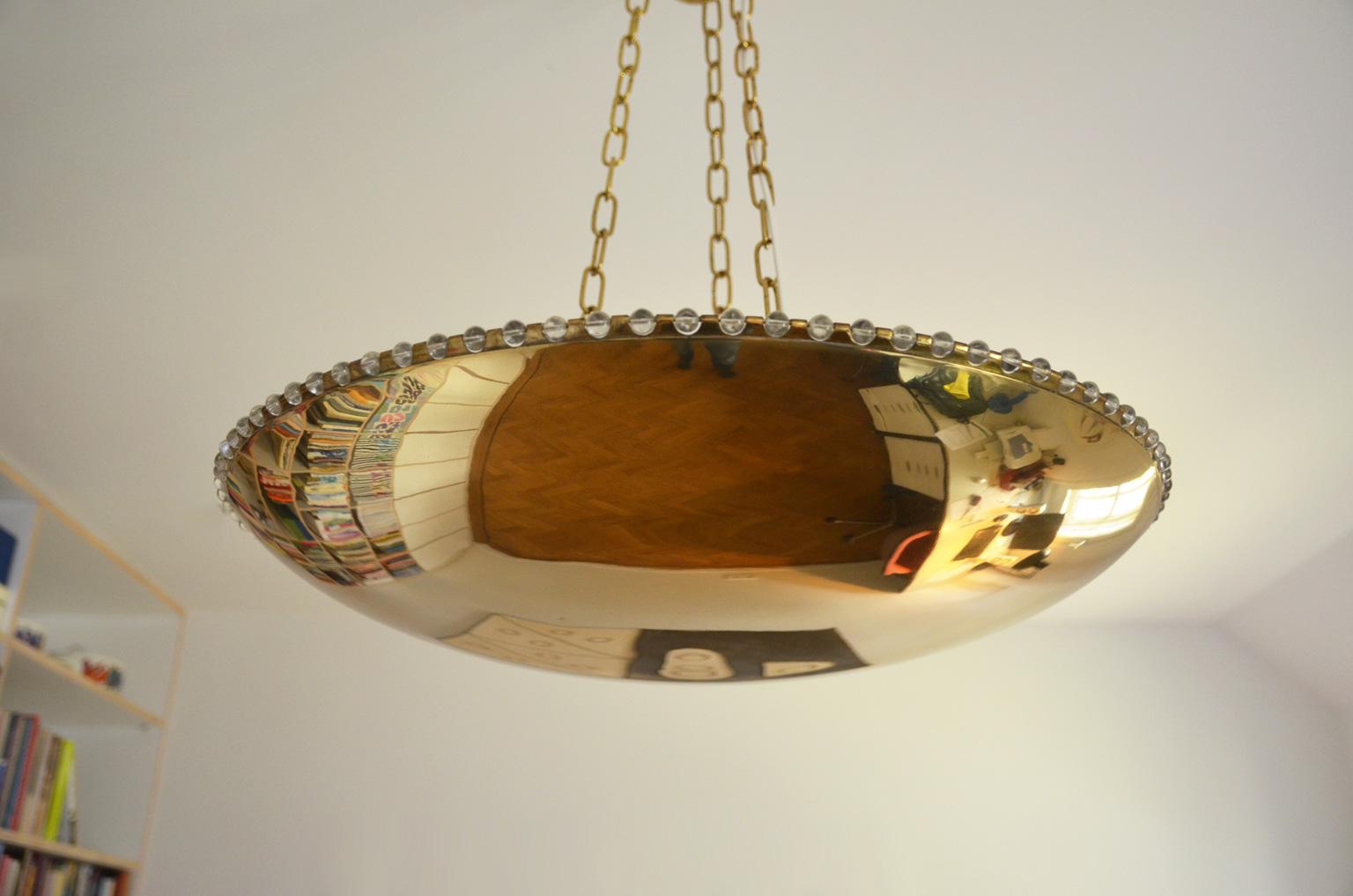 Metal Kalmar Brass Ceiling Pendant with Glass Pearls