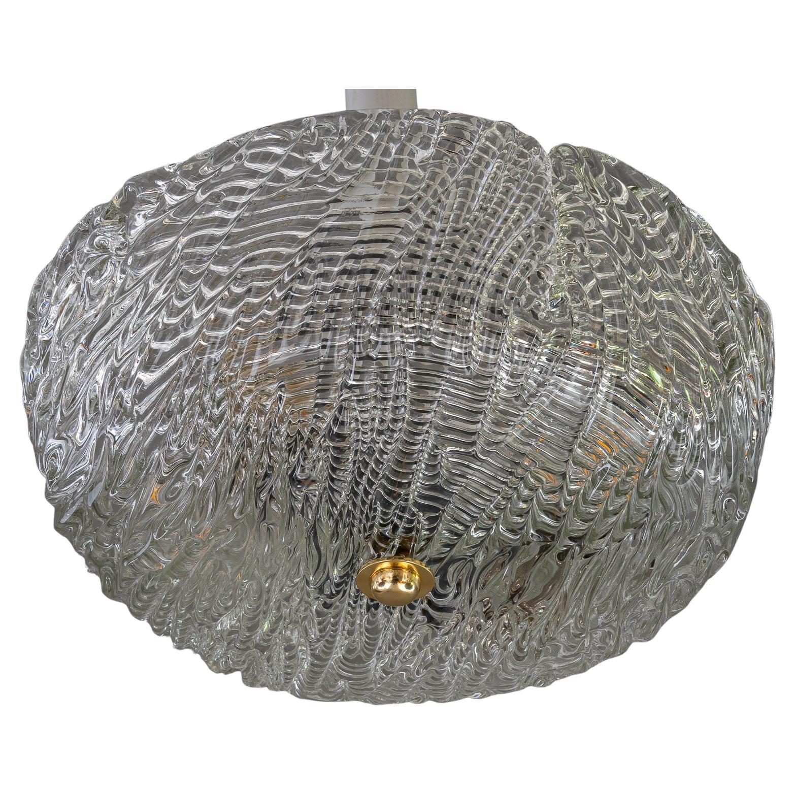 Kalmar ceiling lamp with texture glass vienna around 1950s