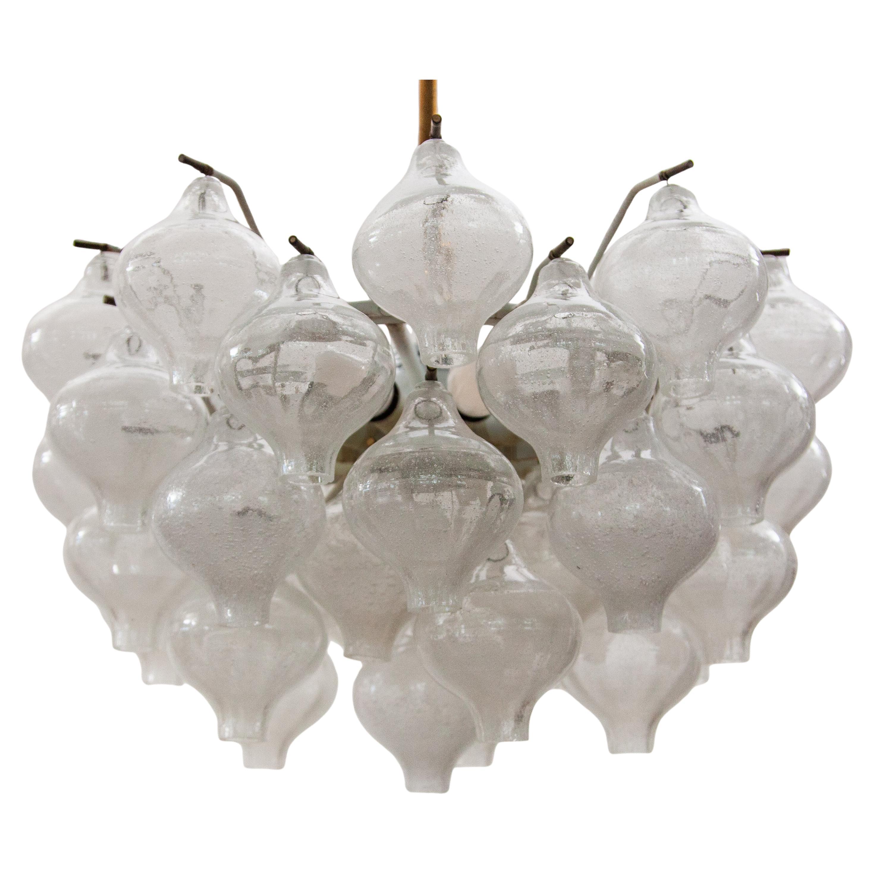 Kalmar Chandelier, 1950s Hand Blown 31 "Tulipan" Murano Glass.