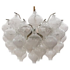 Kalmar Chandelier, 1950s Hand Blown 31 "Tulipan" Murano Glass.