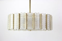 Kalmar Chandelier in Drum Form, Gilt Brass and Glass, Austria, 1960s