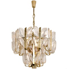 Kalmar Chandelier or Pendant Light "Florida", Crystal Glass and Brass, 1970