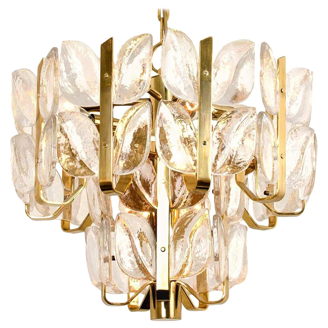 Kalmar Chandelier or Pendant Light "Florida", Crystal Glass and Brass, 1970