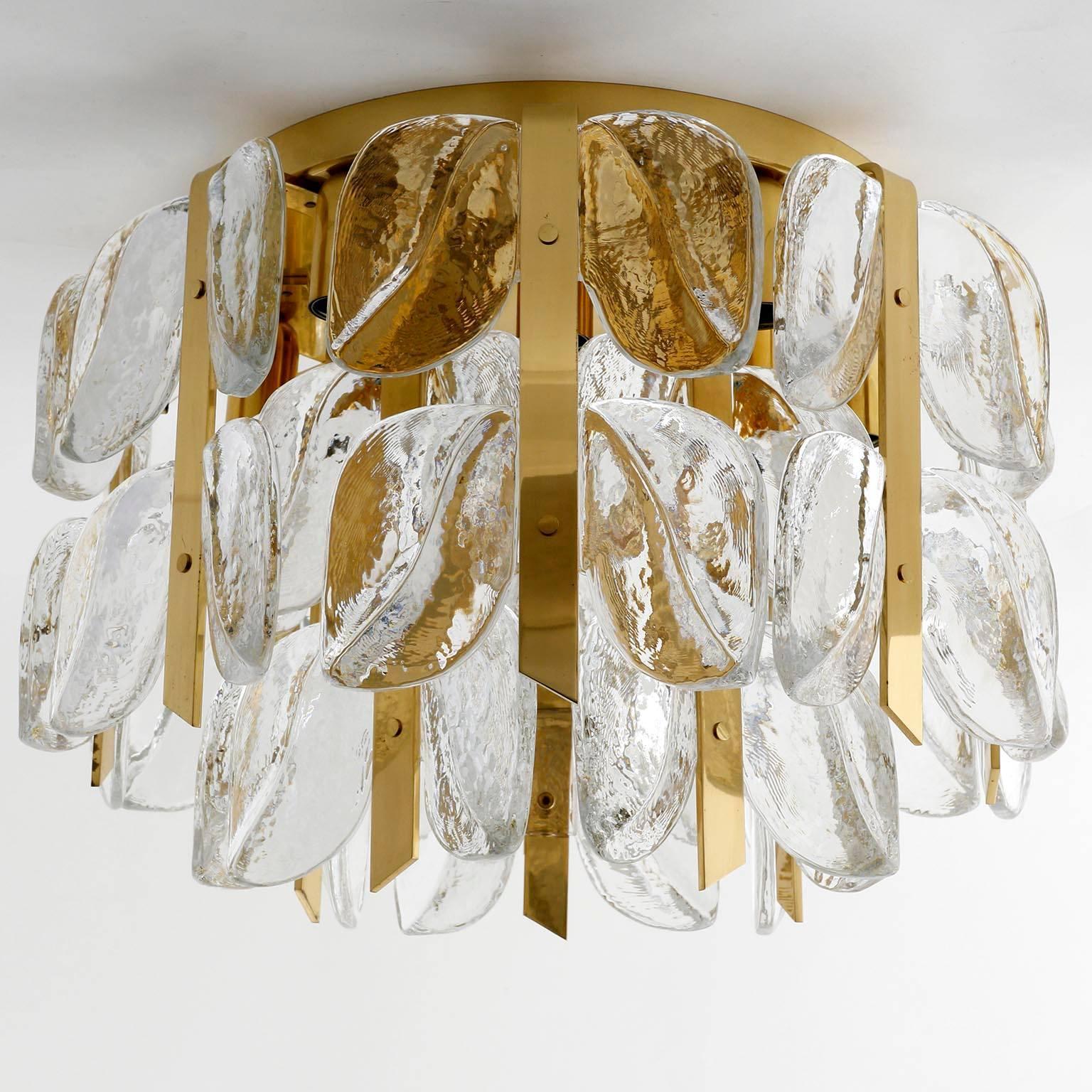 Kalmar Chandelier, Glass Brass, 1970 6