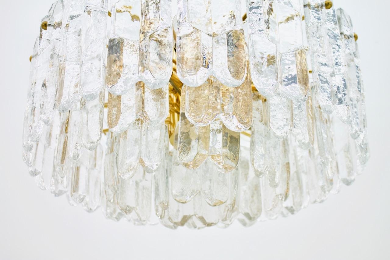 Austrian Kalmar Chandelier Palazzo Gilt Brass and Glass Austria, 1970s