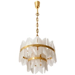Mid-Century Modern Pendant Light Chandelier Kalmar Corina Gilt Brass Glass, 1970