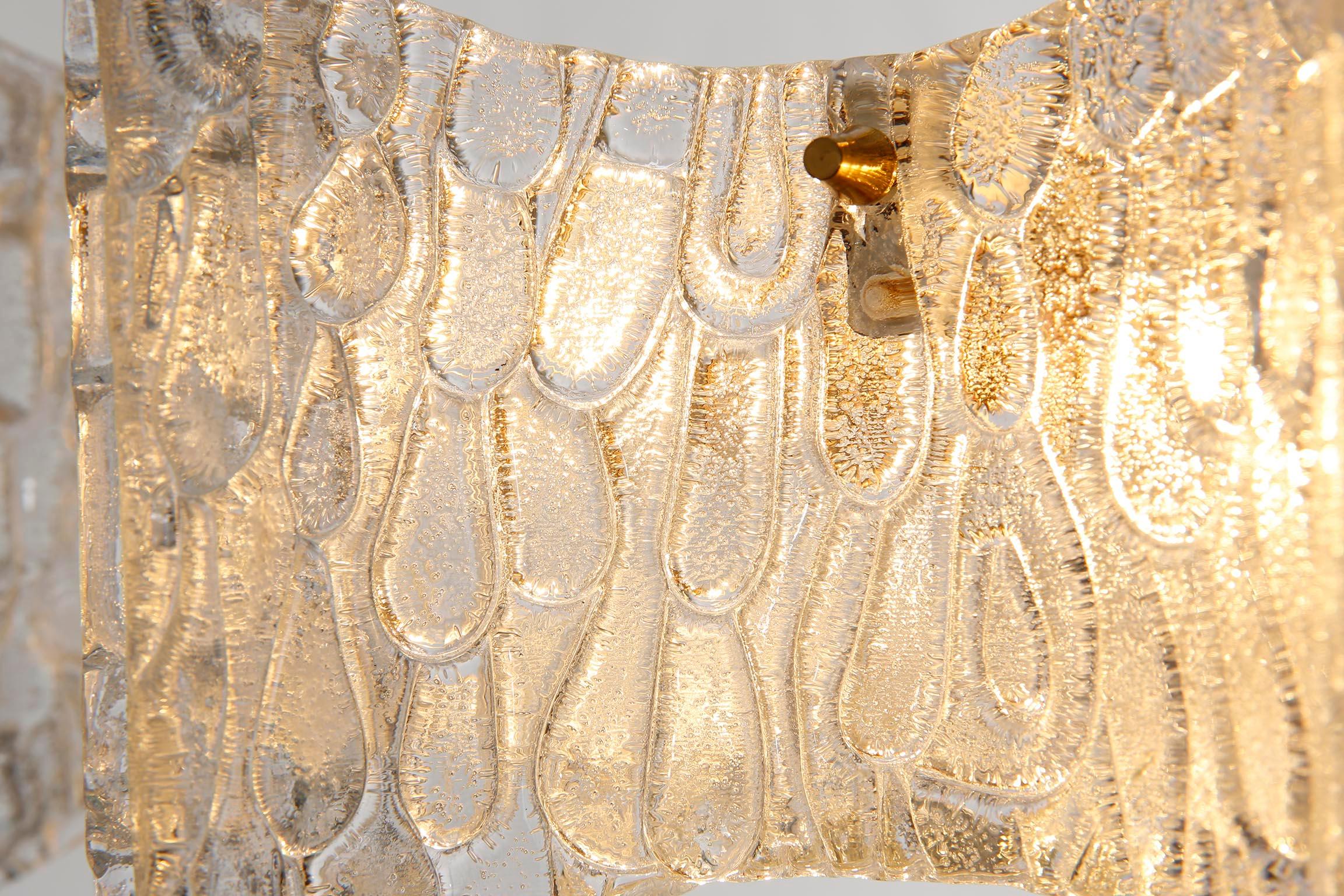 Kalmar Chandelier Pendant Light, Glass Brass, 1970 6